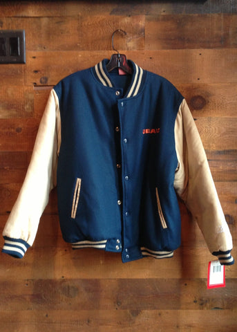 Youth Letterman Jacket Chicago Bears Navy with Tan Sleeves
