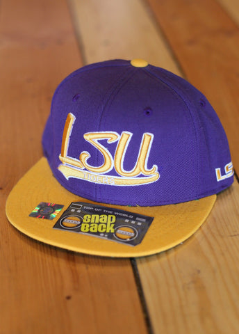 LSU snap back,gold bill, purple top